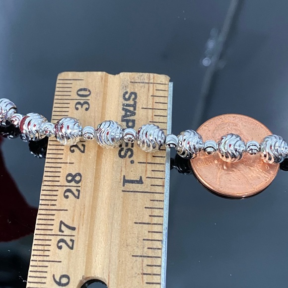 925 Sterling Silver Diamond Cut Bead Bracelet - Picture 5 of 6